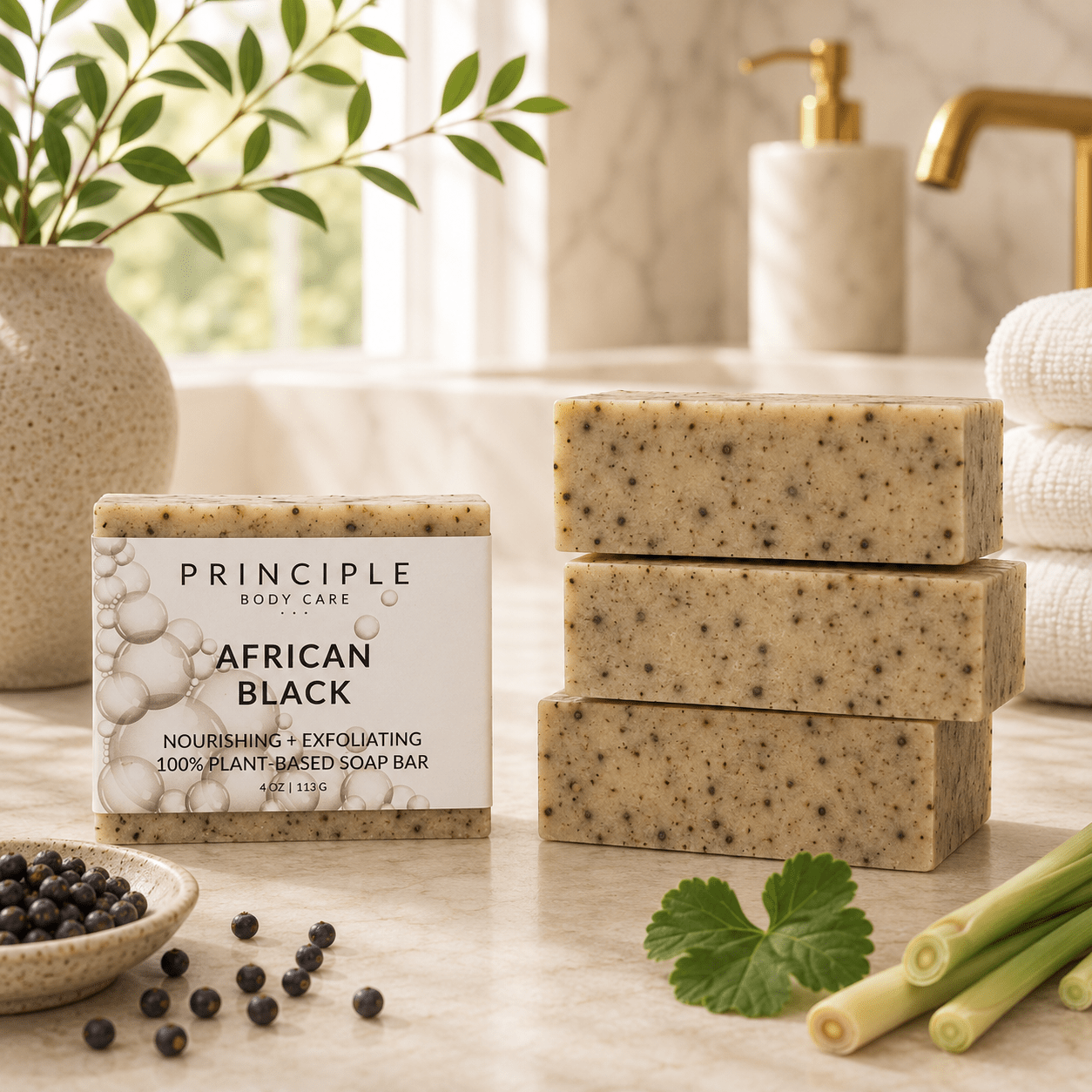 African Black Soap Bar - P R I N C I P L E