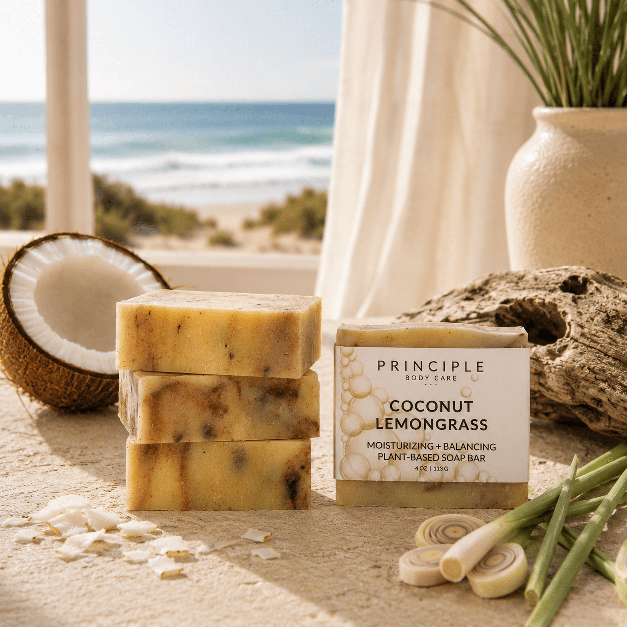 Coconut + Lemongrass Soap Bar - P R I N C I P L E
