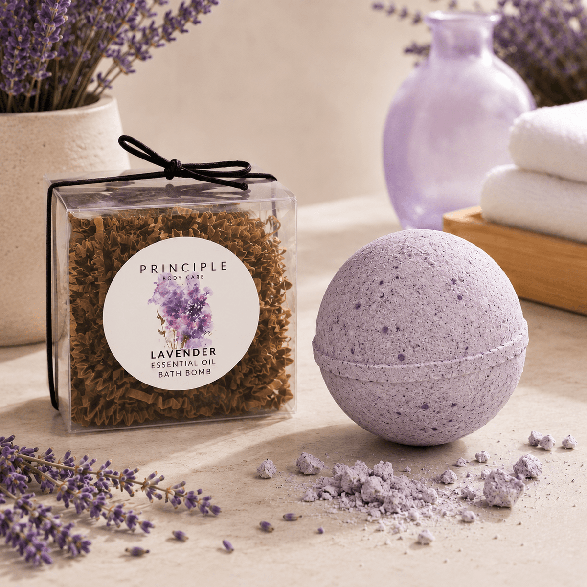 Lavender Essential Oil Bath Bomb - P R I N C I P L E