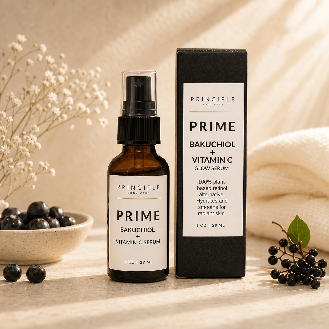 Prime Bakuchiol + Vitamin C Glow Serum - P R I N C I P L E
