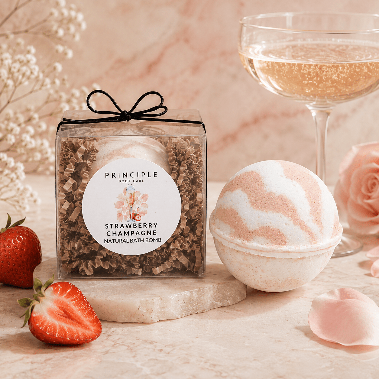 Strawberry Champagne Bath Bomb - P R I N C I P L E